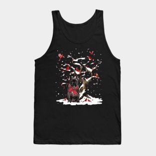 Black French Bulldog Scarf Cardinal Snow Christmas Tank Top